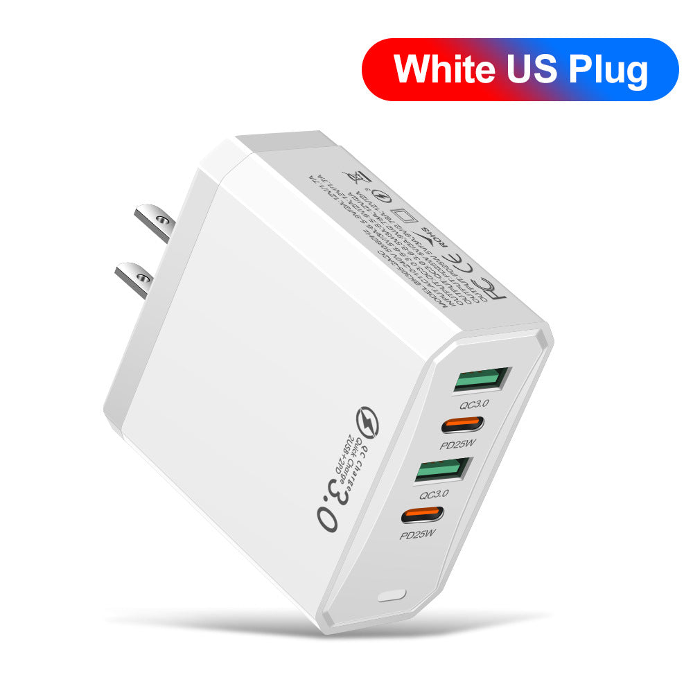 Four in one 2USB+2PD mobile phone charger, tablet plug, European, American and British standard super fast charging
