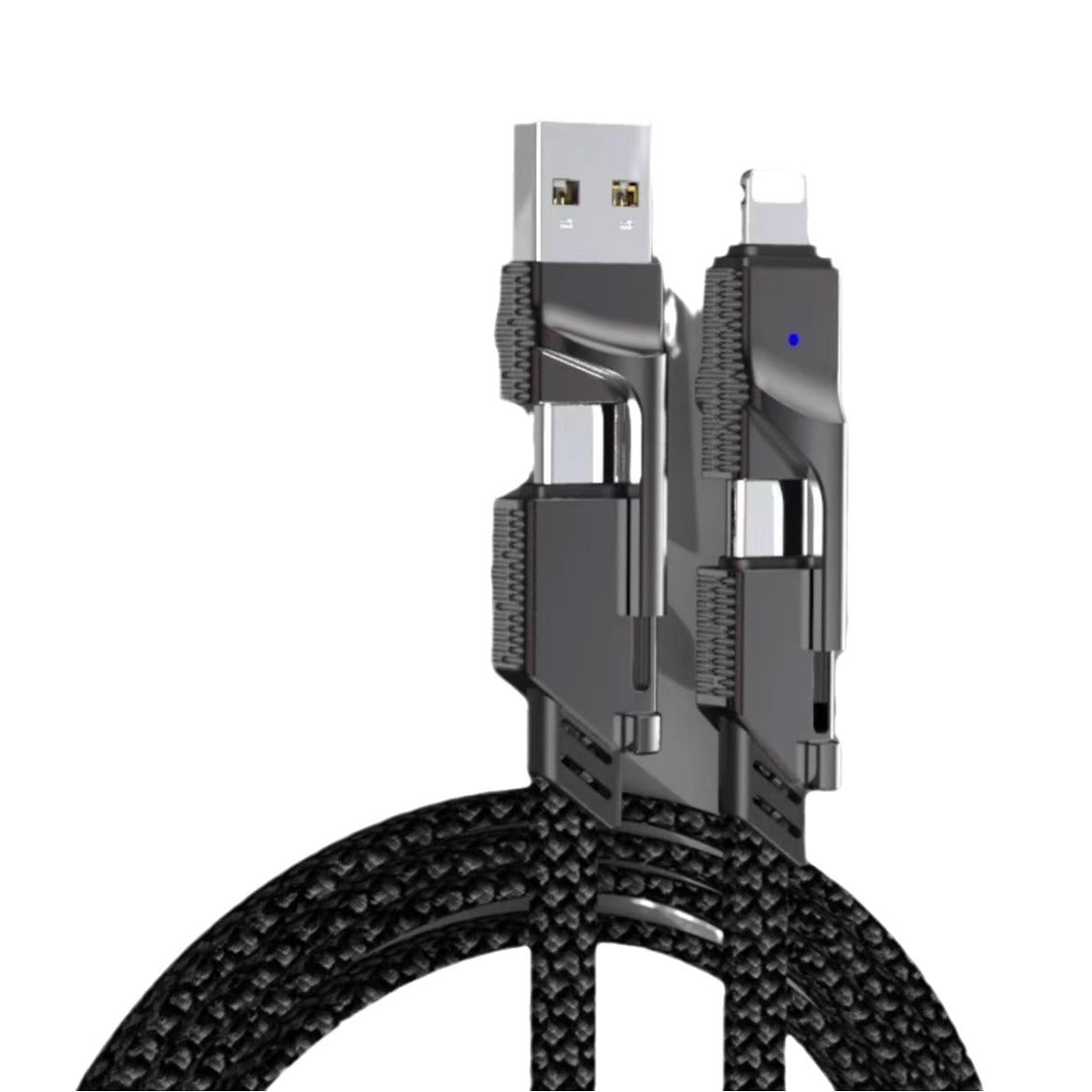 Factory 4-in-1 Cable, Dual USB-C to Lightning, 2-in-1 PD Fast Charging 100W, Type-C to Lightning Dual USB