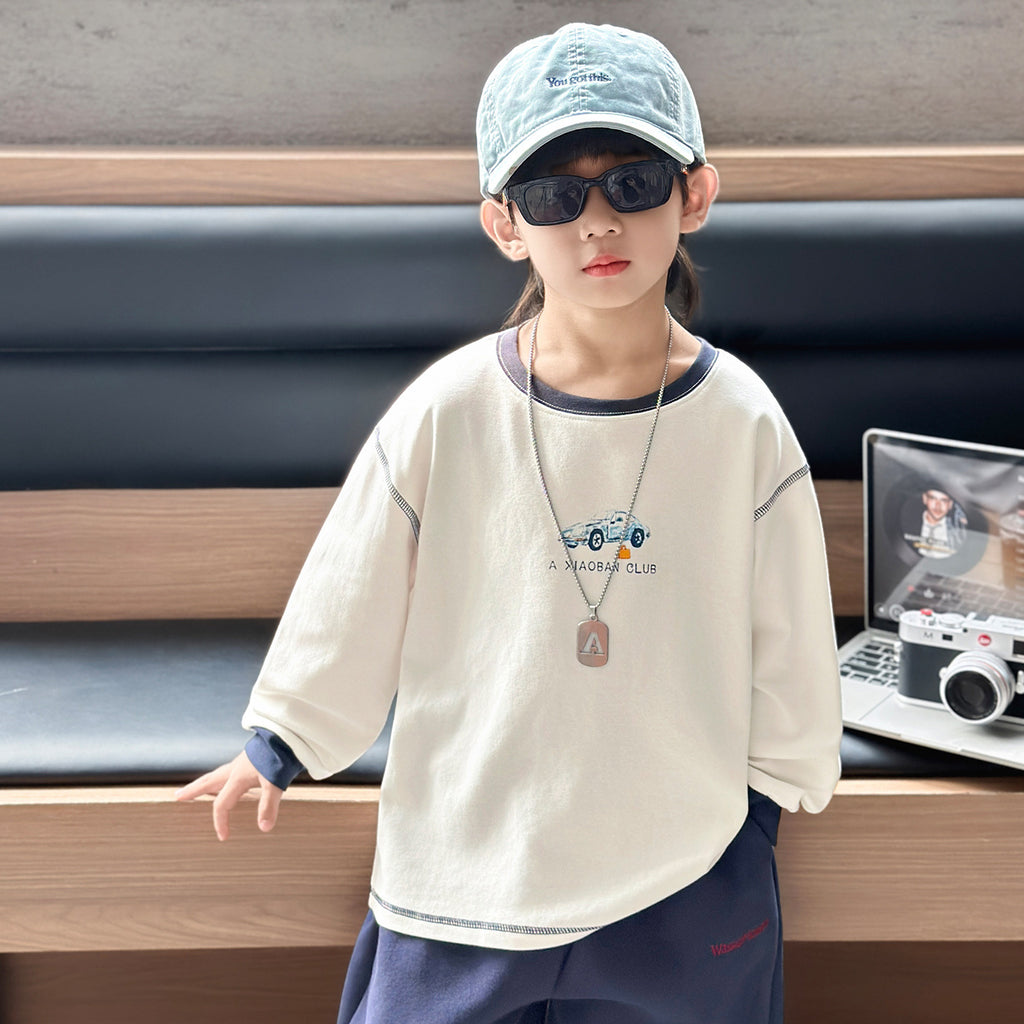 Boys'  Casual Long Sleeve Crew Neck Sweatshirt