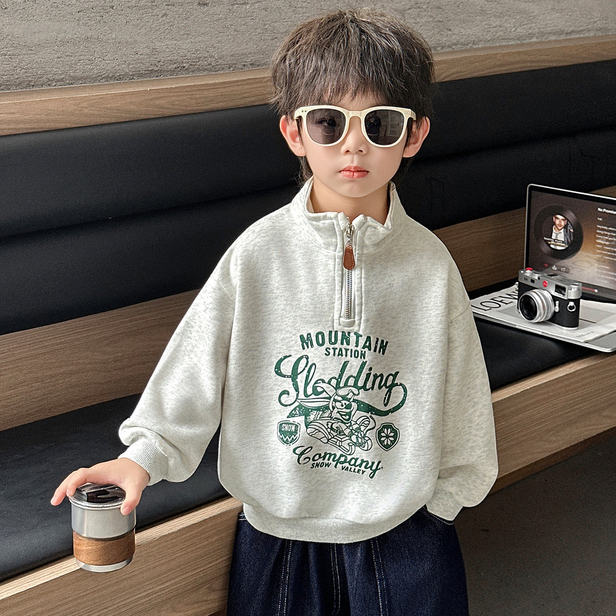 Half Zip Kids Boys Sweatshirt