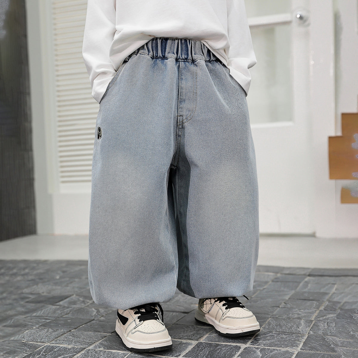 Boys  Casual Denim Curved Pants Spring Autumn Versatile Trousers