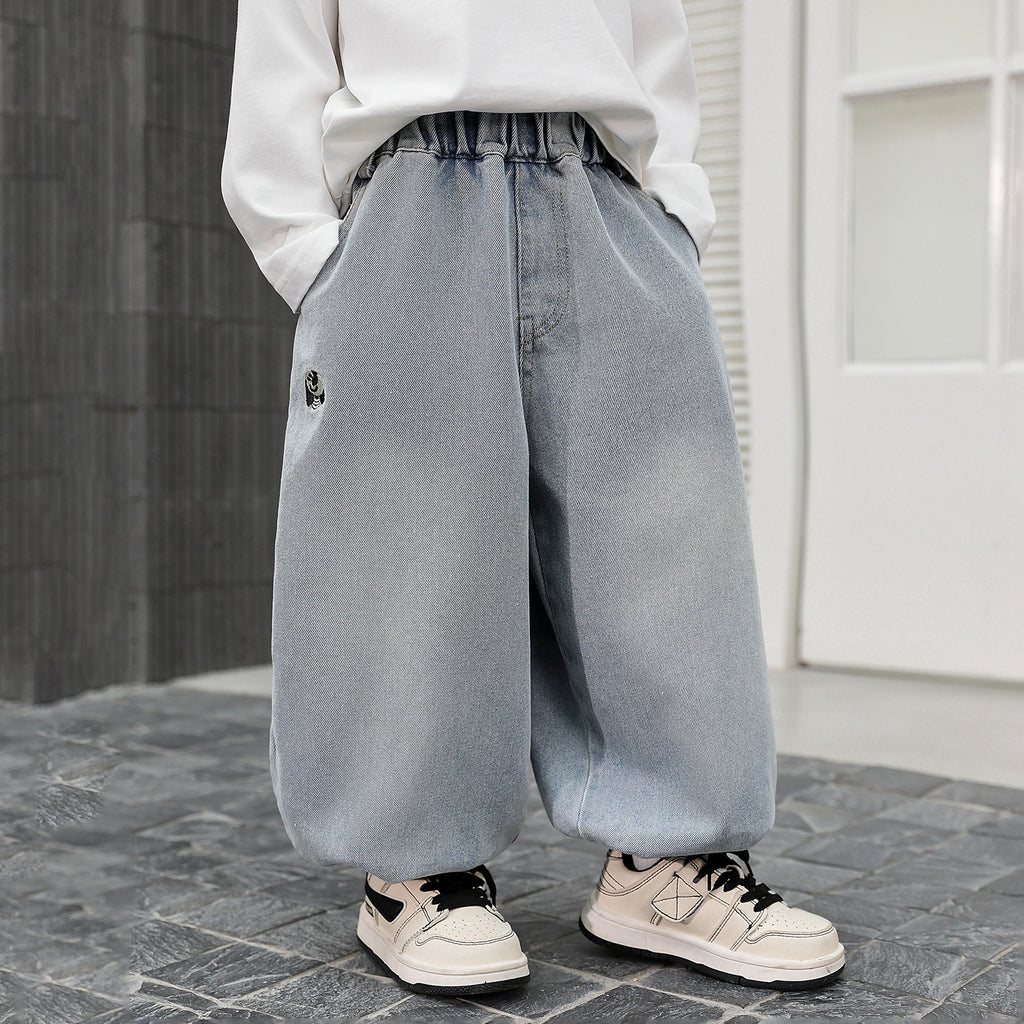 Boys  Casual Denim Curved Pants Spring Autumn Versatile Trousers