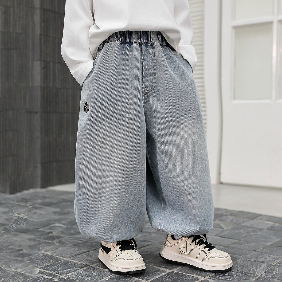 Boys  Casual Denim Curved Pants Spring Autumn Versatile Trousers