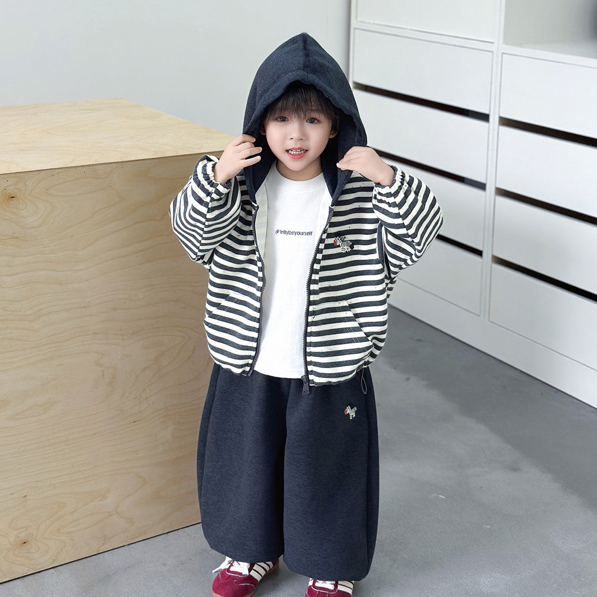 Boys Autumn Cardigan Hoodie &amp; Lantern Pants Two-Piece Set