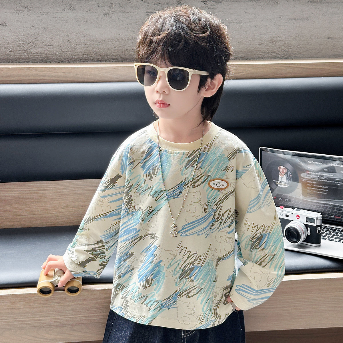 Boys' Casual Long Sleeve Crew Neck T-Shirt Pullover Top