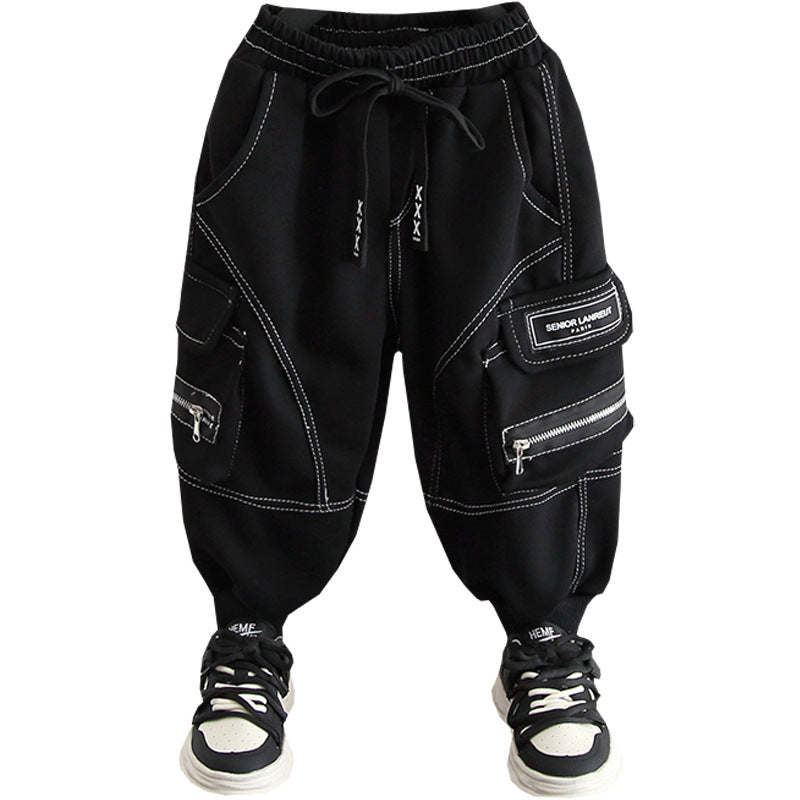 Stylish Boys Cargo Pants Lightweight Spring Autumn Long Trousers