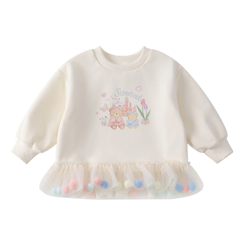 Cartoon Print Kids Sweatshirt Dress