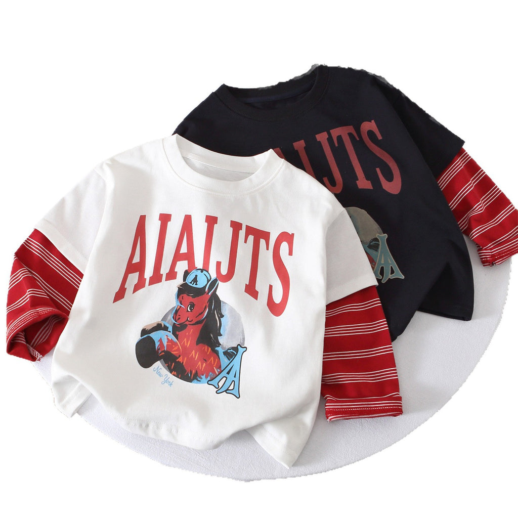 Stylish Layered Long Sleeve Crew Neck Boys' T-Shirt