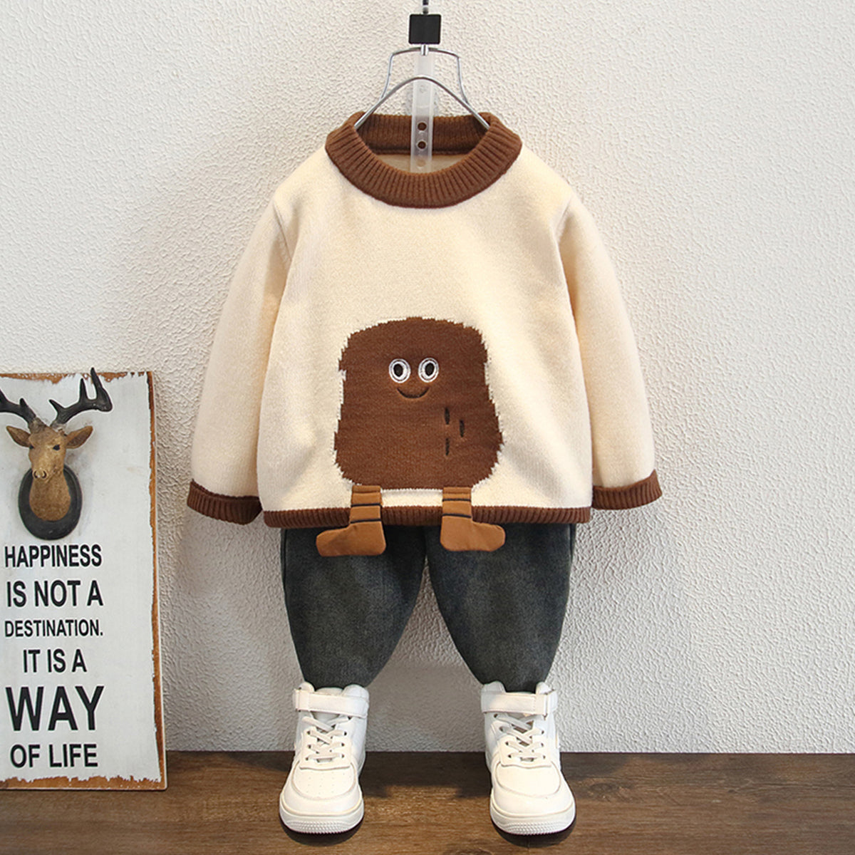 Cartoon Style Toddler Boys Warm Knit Sweater Autumn Winter Pullover