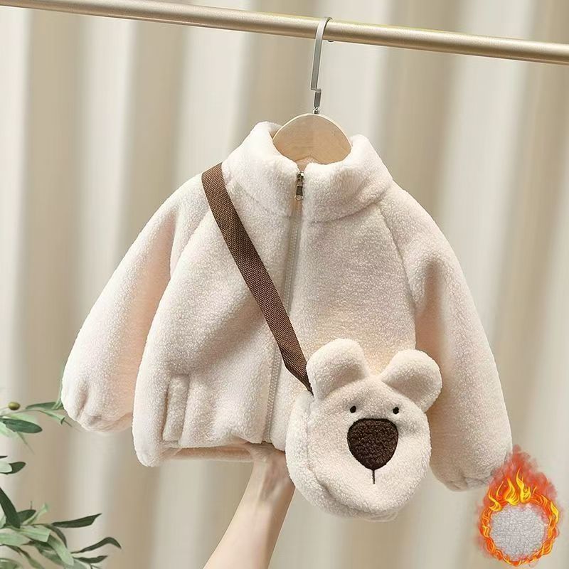 Kids Sherpa Fleece Jacket Thick Warm Outerwear for Boys and Girls