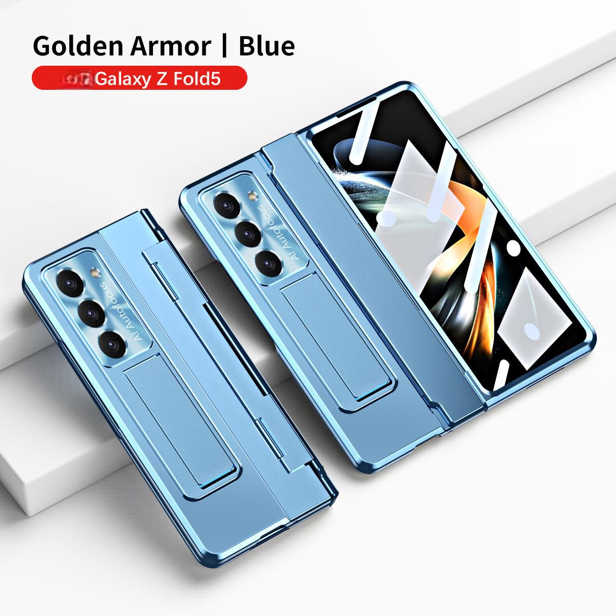 Samsung zfold 5 phone case FOLD4 flat hinge folding protective cover FOLD3 solid color bracket anti drop suitable
