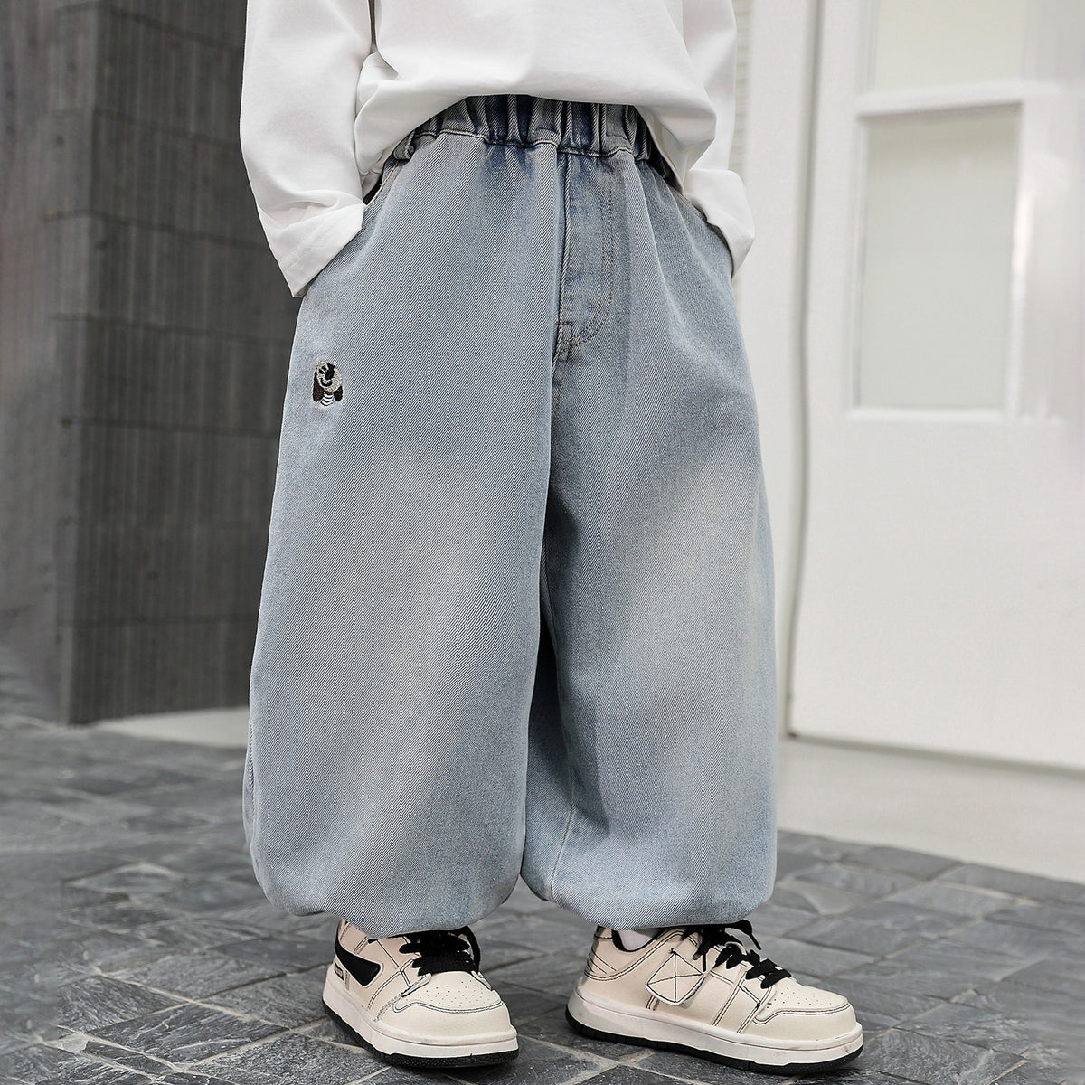 Boys  Casual Denim Curved Pants Spring Autumn Versatile Trousers