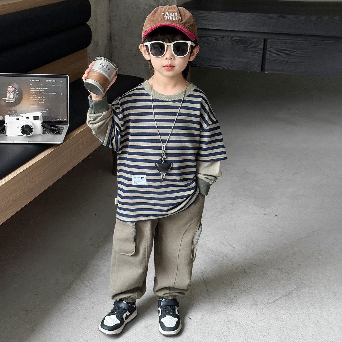 Boys Striped Two-Piece Casual Set