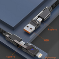 Factory 4-in-1 Cable, Dual USB-C to Lightning, 2-in-1 PD Fast Charging 100W, Type-C to Lightning Dual USB