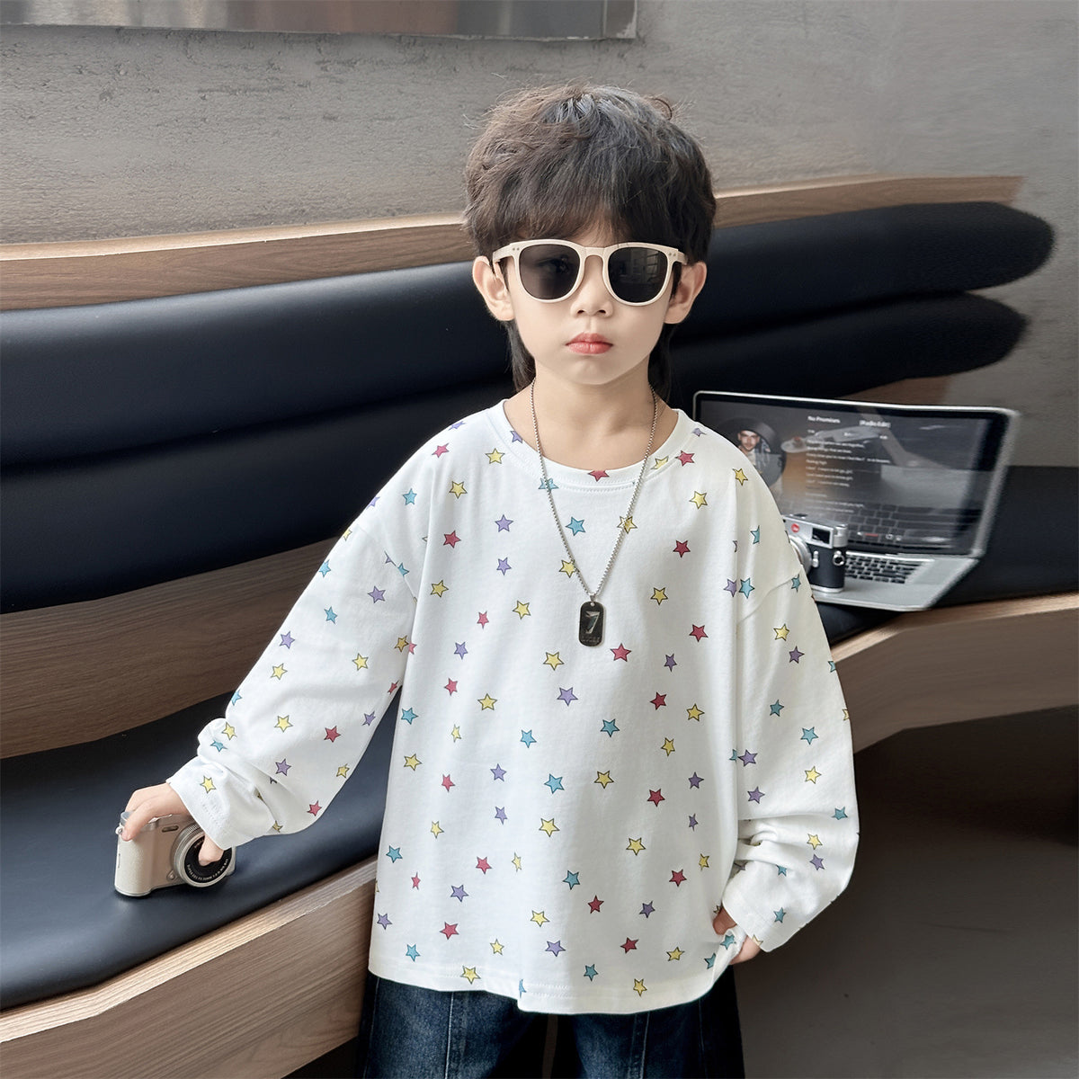 Boys' Fashion Star Print Long Sleeve T-Shirt