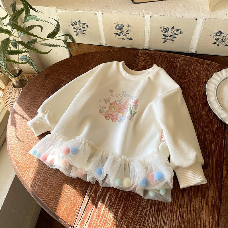 Cartoon Print Kids Sweatshirt Dress