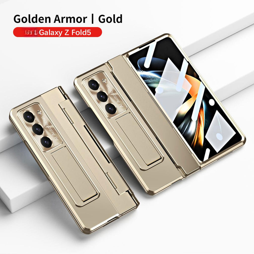 Samsung zfold 5 phone case FOLD4 flat hinge folding protective cover FOLD3 solid color bracket anti drop suitable