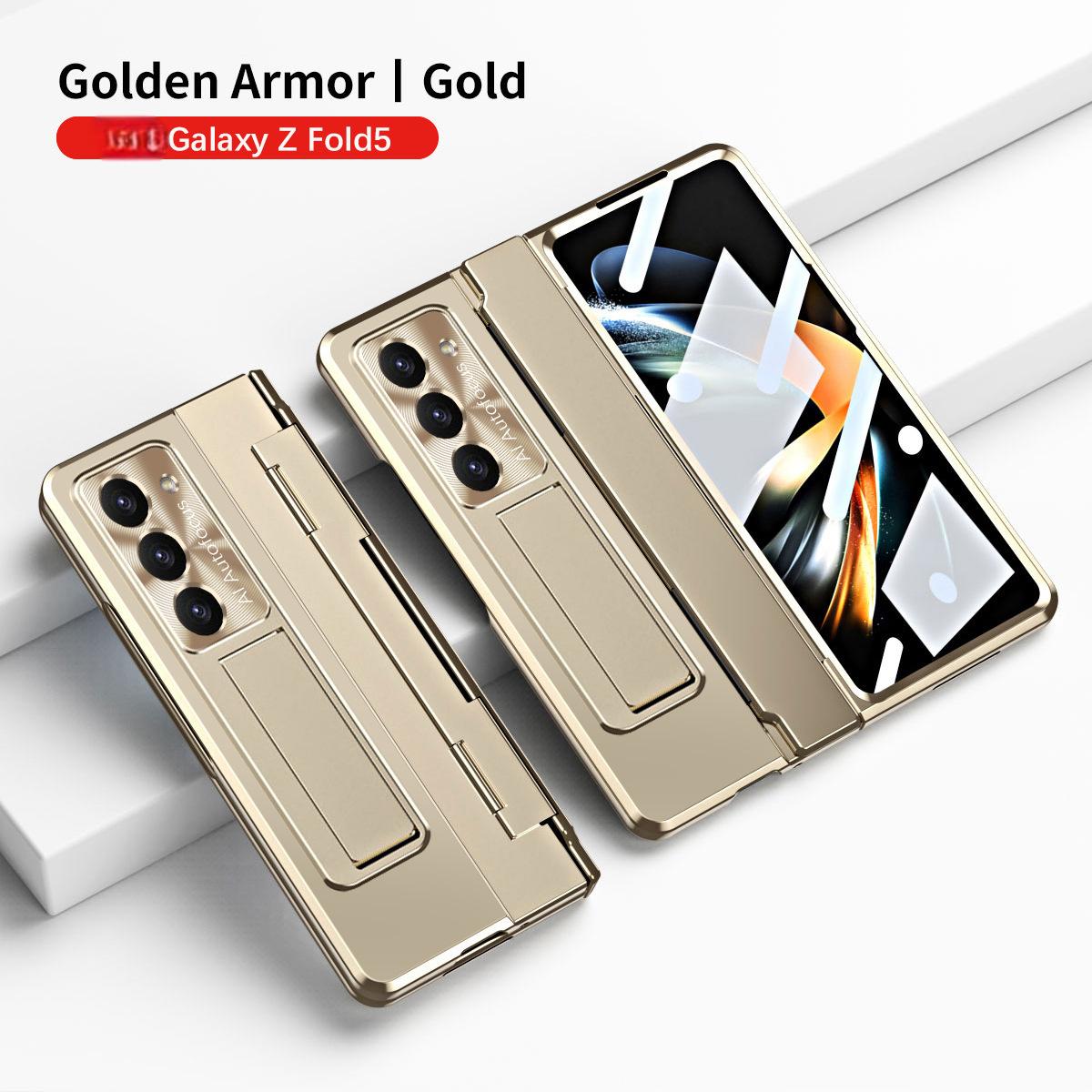 Samsung zfold 5 phone case FOLD4 flat hinge folding protective cover FOLD3 solid color bracket anti drop suitable