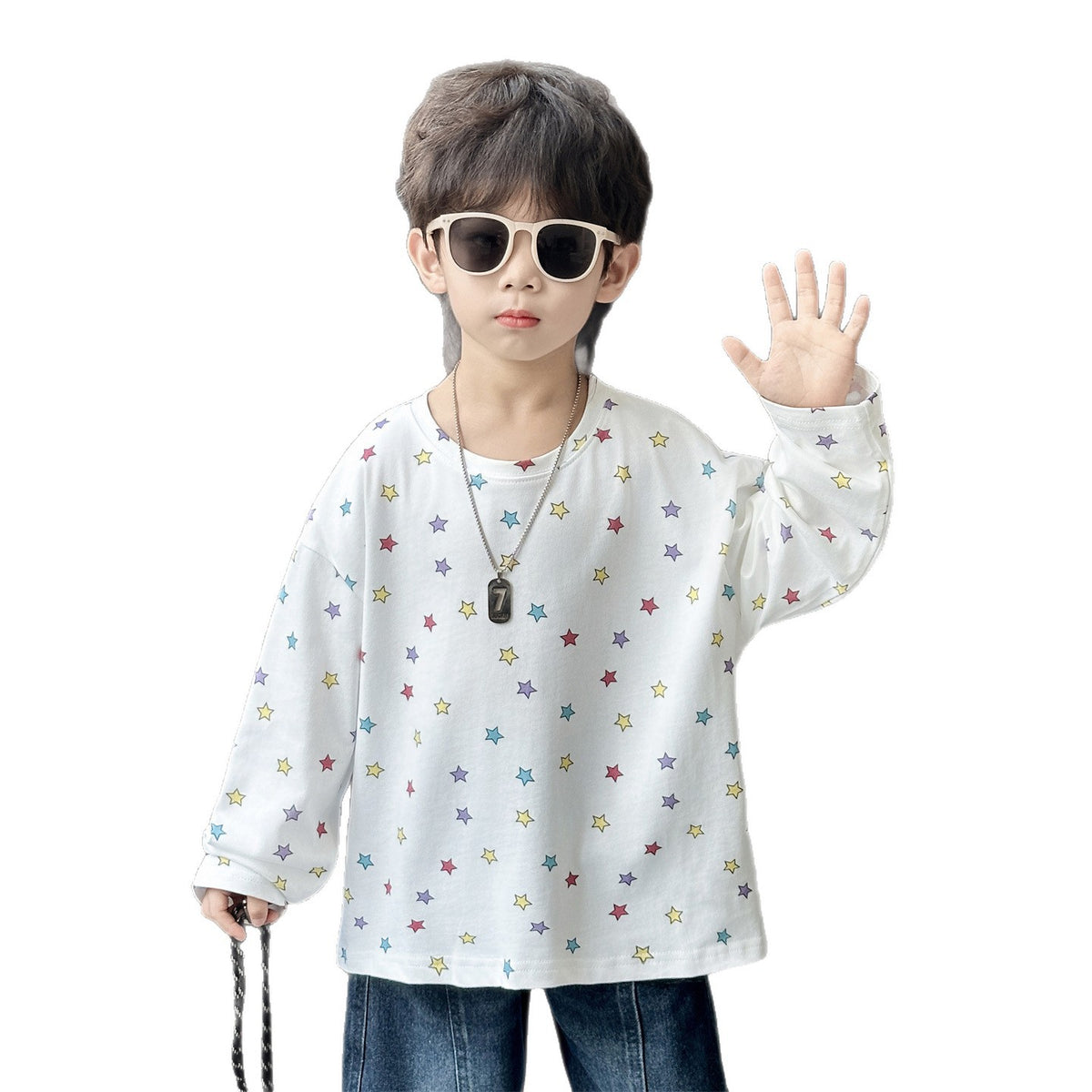 Boys' Fashion Star Print Long Sleeve T-Shirt