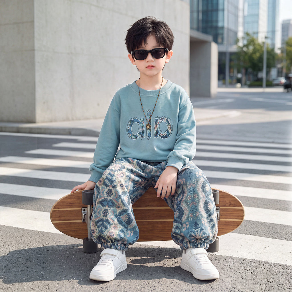 Boys Spring Autumn Casual Sportswear Hoodie Two-Piece Set