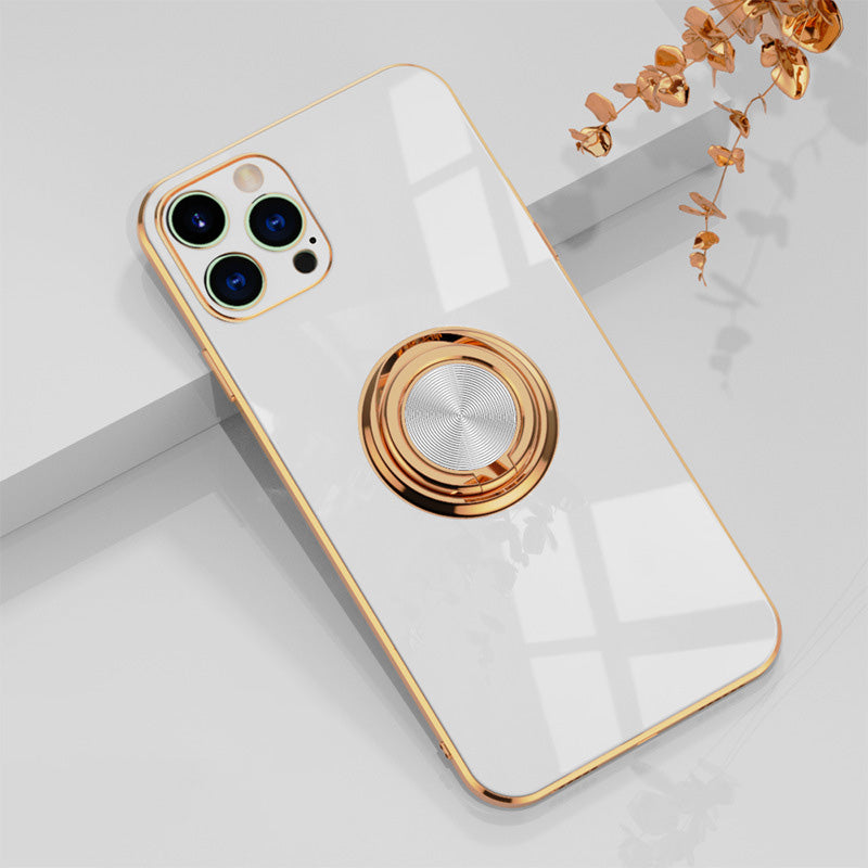 Applicable apple iphone13 phone case 14promax14/7P/XS plating finger ring protective cover car magnetic