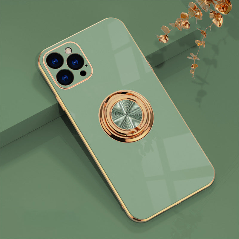 Applicable apple iphone13 phone case 14promax14/7P/XS plating finger ring protective cover car magnetic
