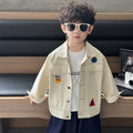 Cool Style Long Sleeve Denim Jacket for Boys Button Front Shirt Collar Regular Fit Kids Outerwear