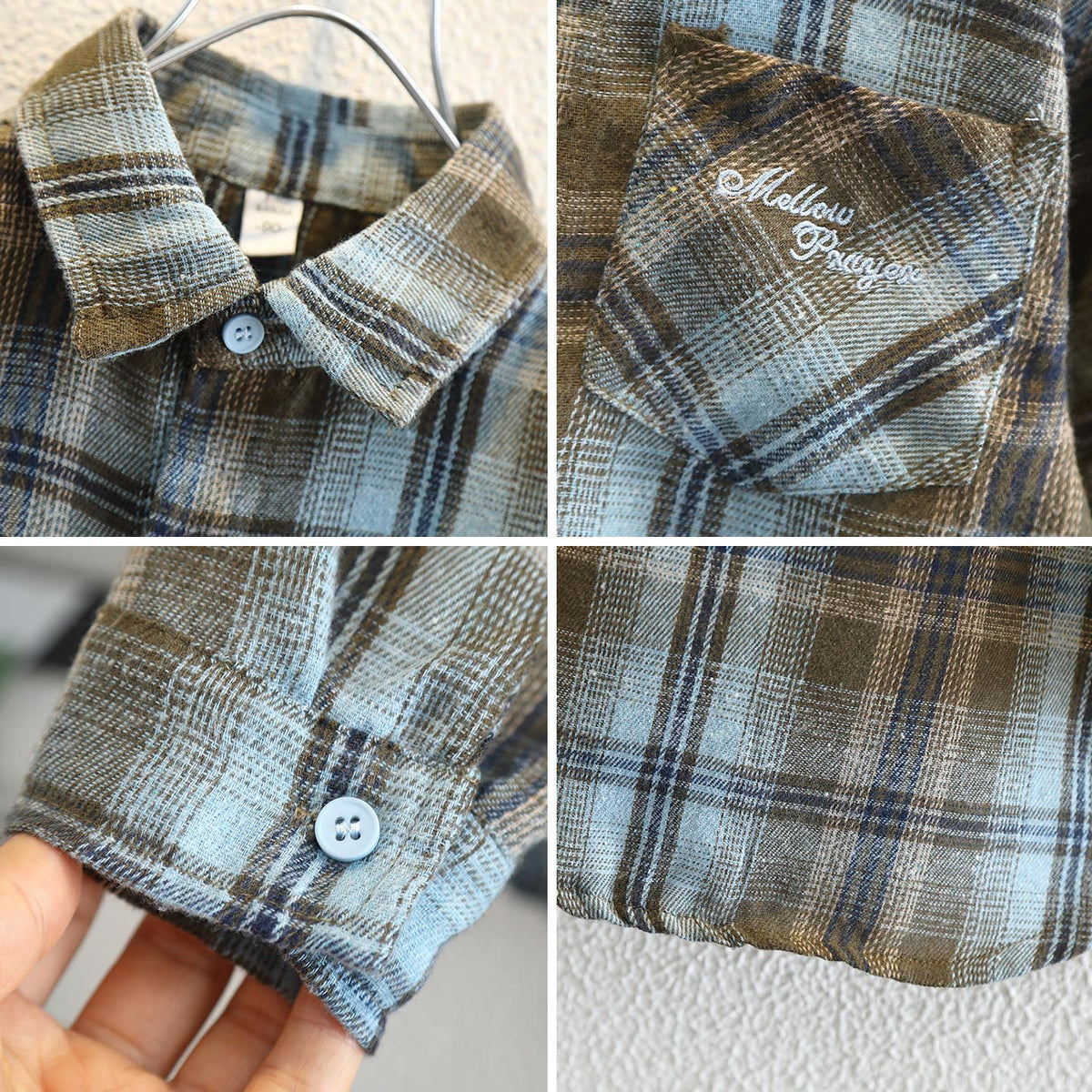 Boys Long Sleeve Plaid Shirt Casual Top