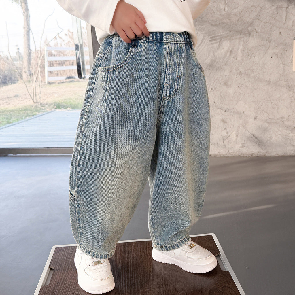 Boys' Style Trendy Curved Leg Denim Jeans