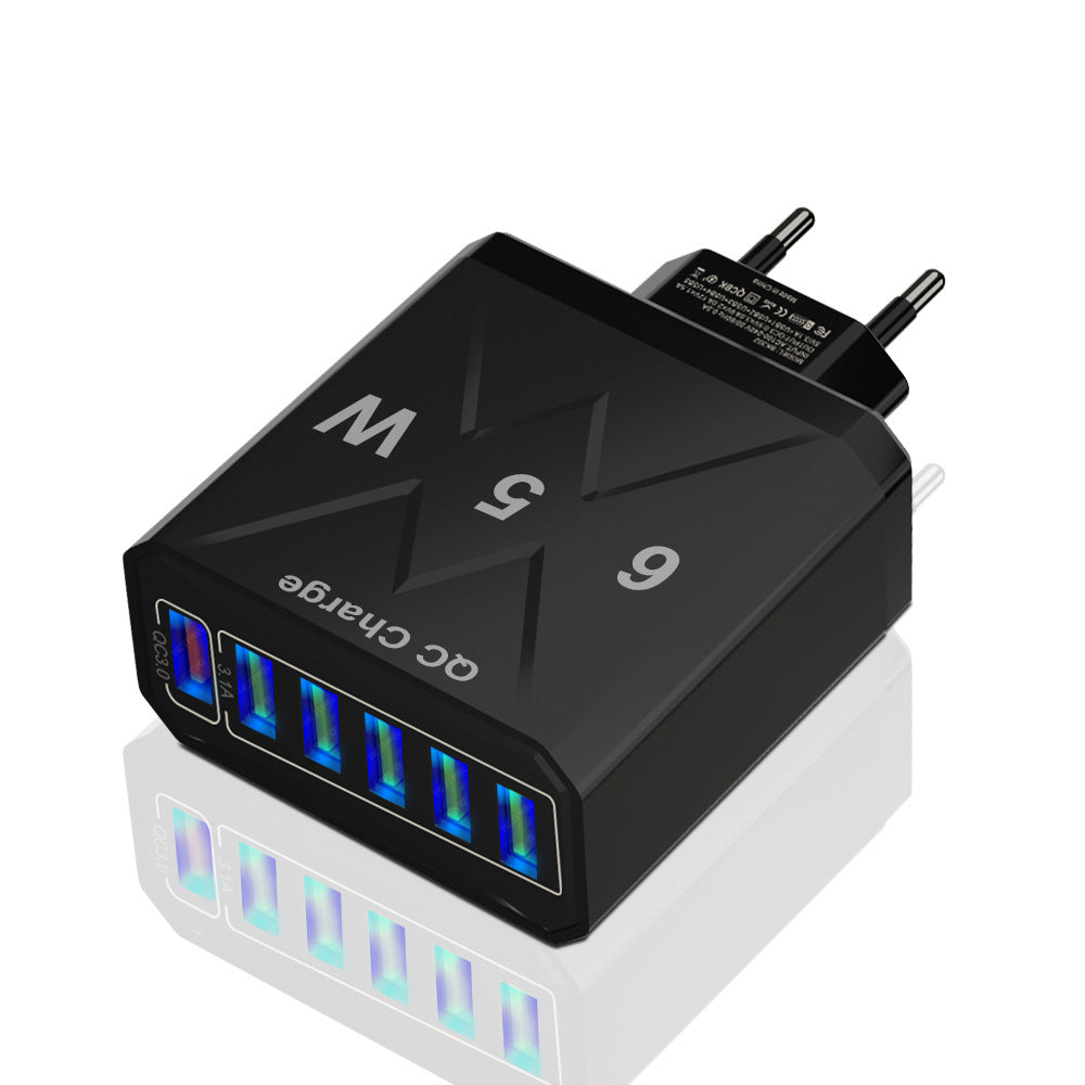 Standard 65W fast charging Korean standard mobile phone charger 6USB multi port fast charging head travel charger