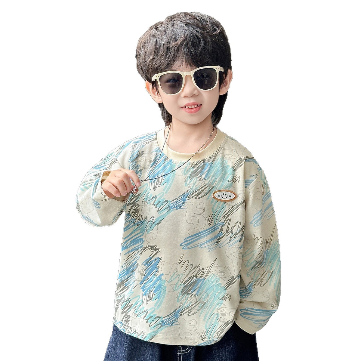 Boys' Casual Long Sleeve Crew Neck T-Shirt Pullover Top