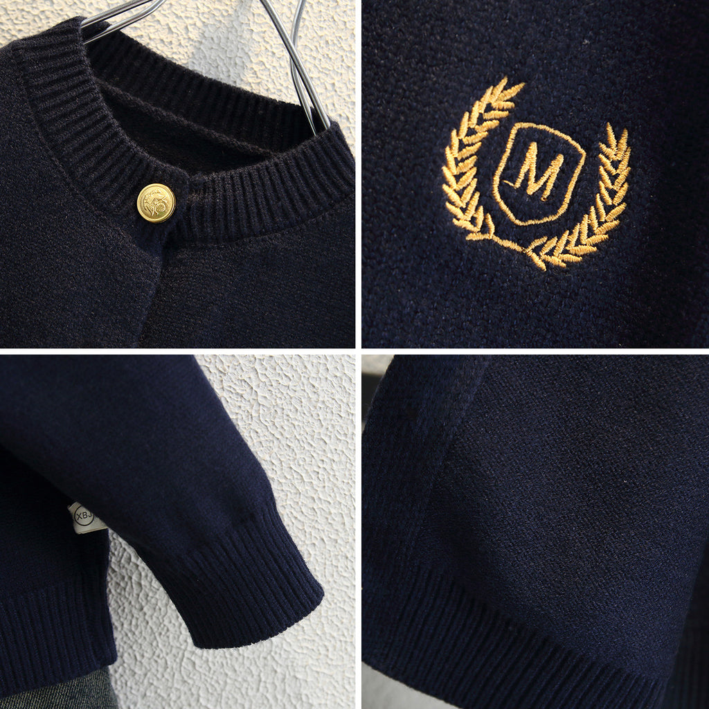 Boys Preppy Style Knit Cardigan Autumn Winter Sweater
