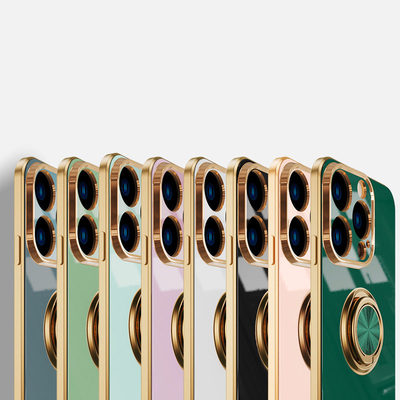Applicable apple iphone13 phone case 14promax14/7P/XS plating finger ring protective cover car magnetic