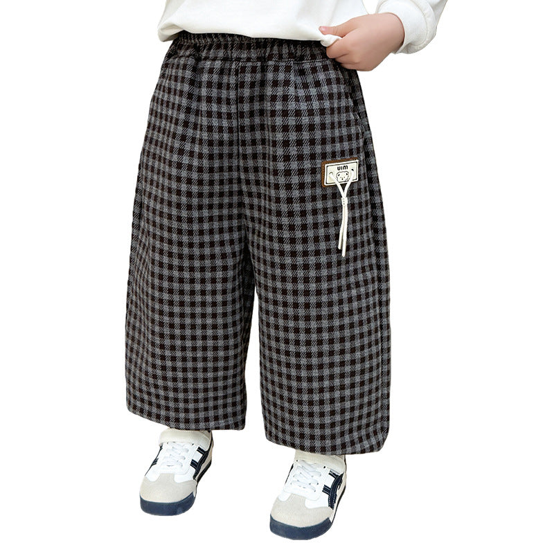 Boys’ Plaid Trousers with Elastic Waist