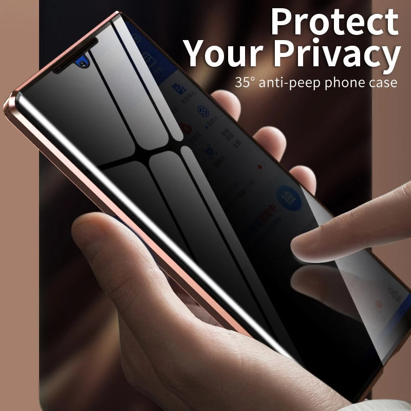 For Samsung Note20U Anti Peeping Privacy Glass Case Protect Phone Case S21Ultra Magnetic S21 Metal Cover