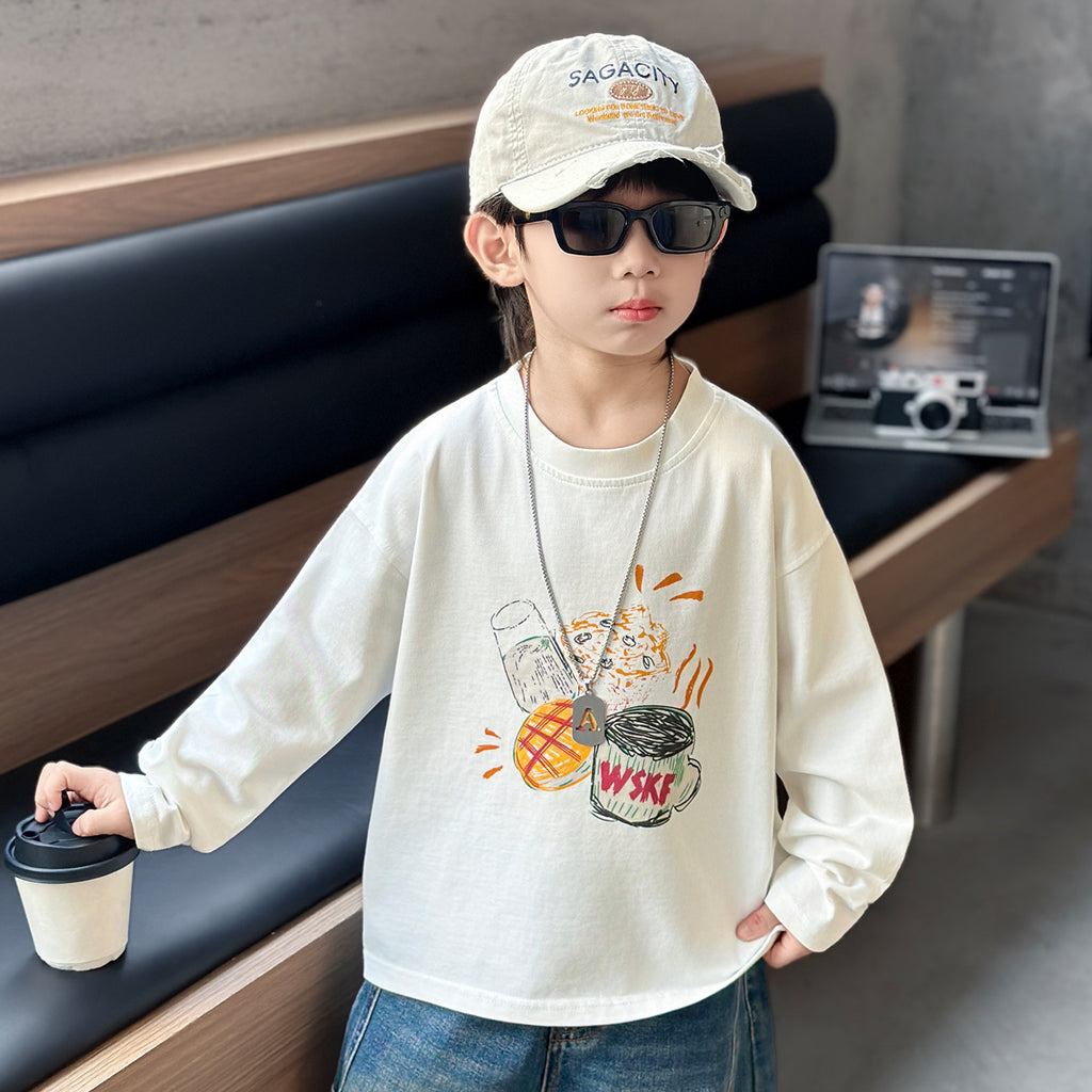 Boys Long Sleeve Crew Neck Pullover Top