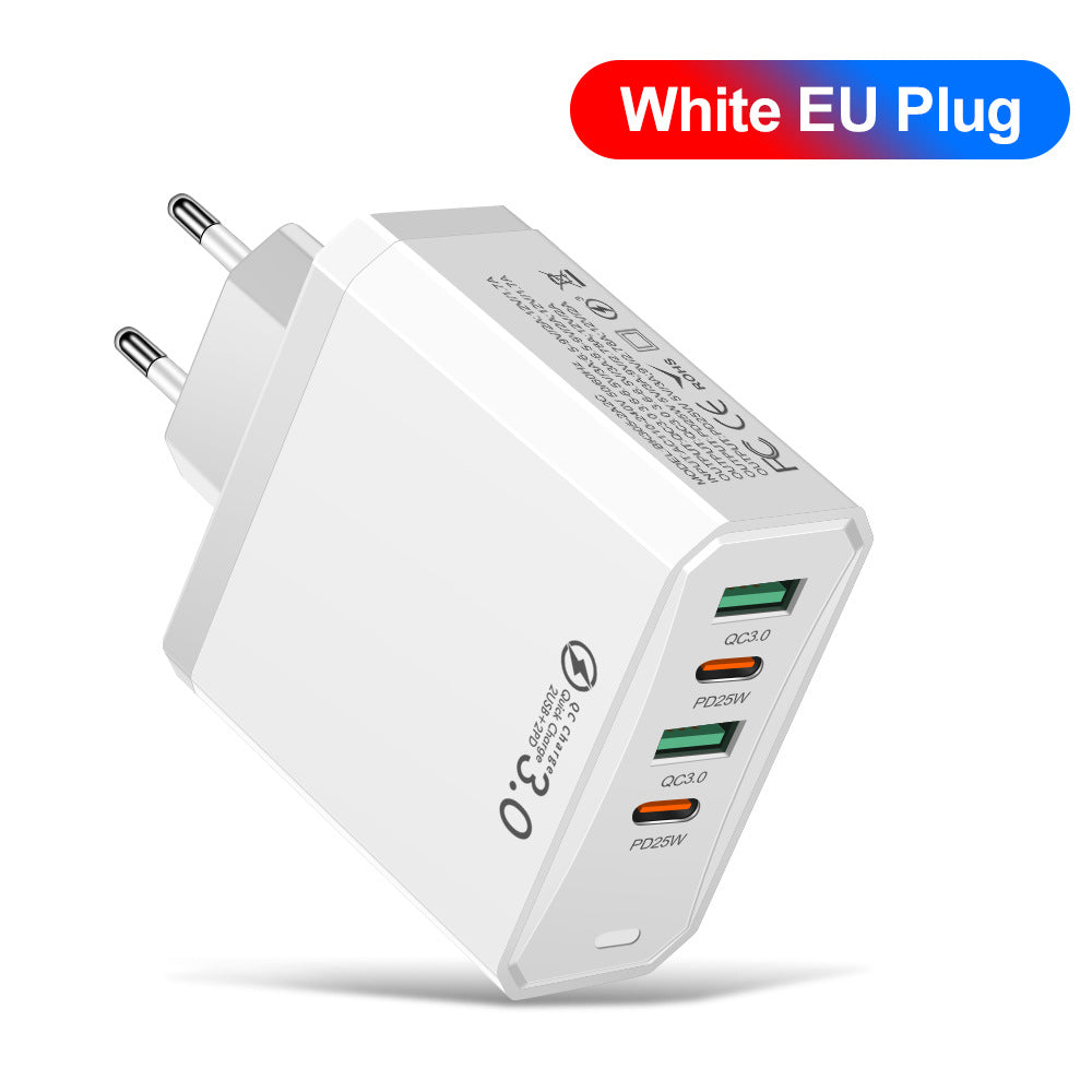 Four in one 2USB+2PD mobile phone charger, tablet plug, European, American and British standard super fast charging