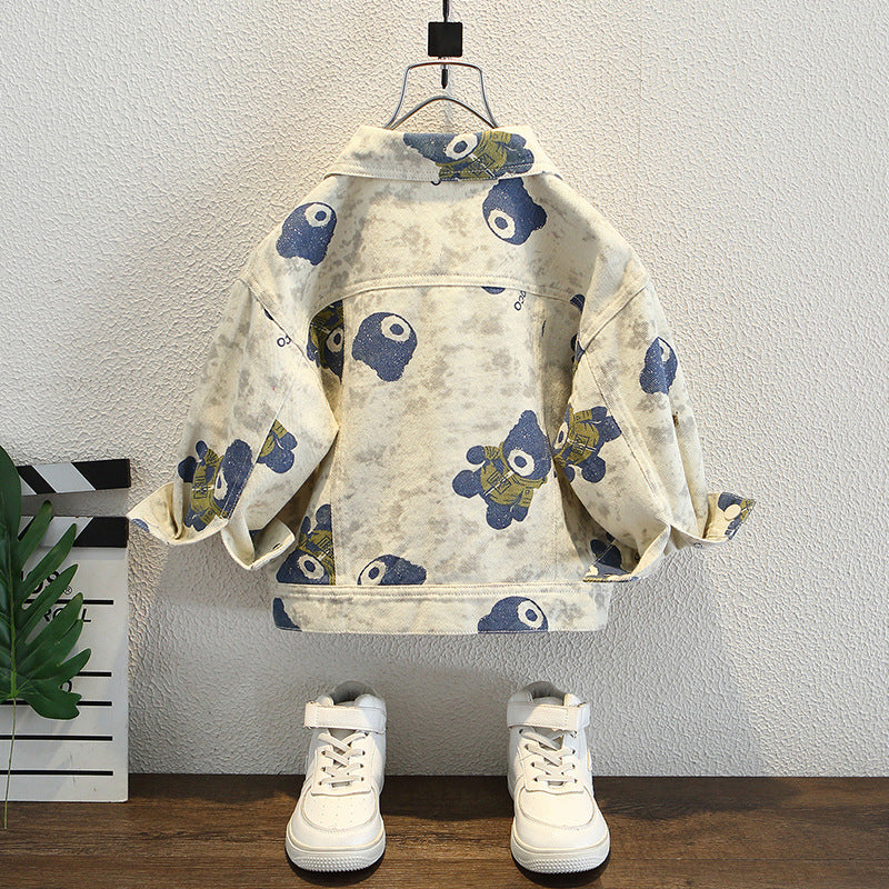Boys' Spring Autumn Open Front Cardigan Jacket