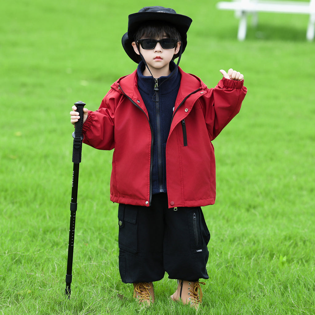 Boys 3-in-1 Outdoor Windbreaker Jacket Spring Autumn Casual