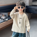 Soft Casual Boys Long Sleeve Cartoon Print Crew Neck T-shirt