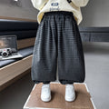 Boys Plaid Tapered Casual Pants