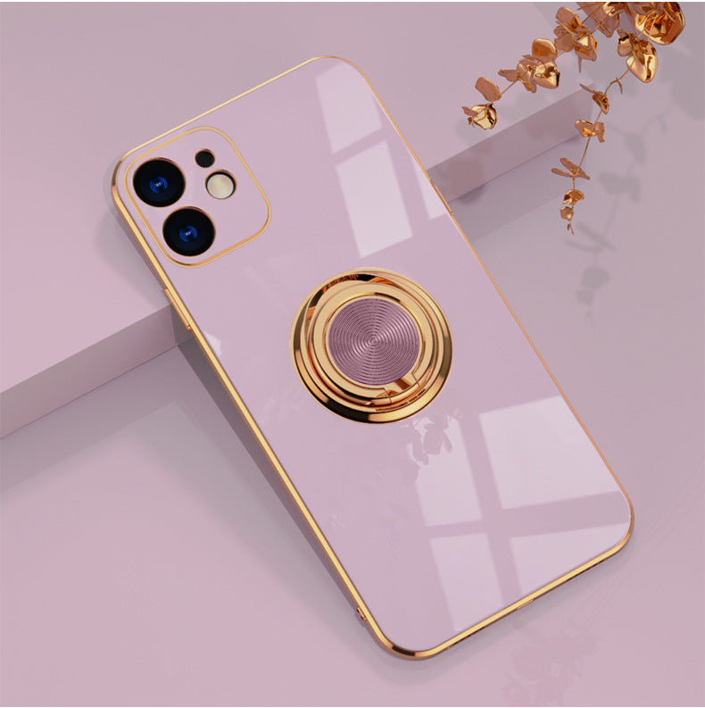 Applicable apple iphone13 phone case 14promax14/7P/XS plating finger ring protective cover car magnetic