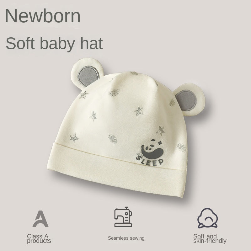 Double Layer Class A Cotton Newborn Baby Cap, Unisex Infant Skull Hat for Spring Autumn