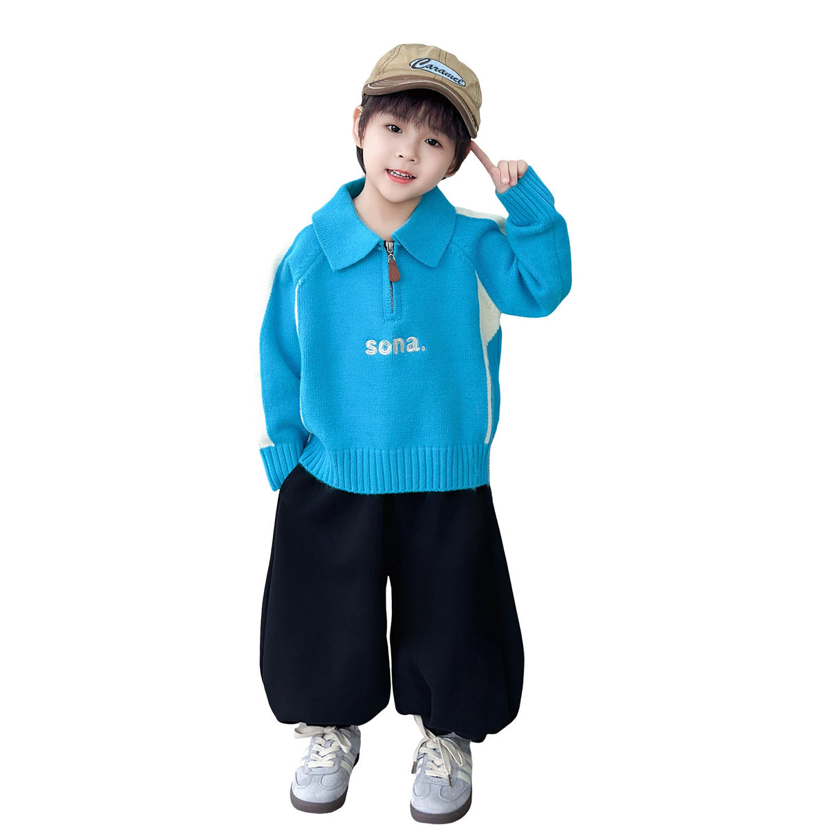 Boys' Long Sleeve Polo Collar Knit Sweater
