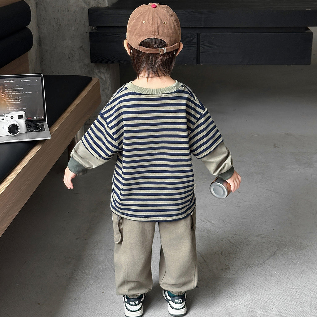 Boys Striped Two-Piece Casual Set