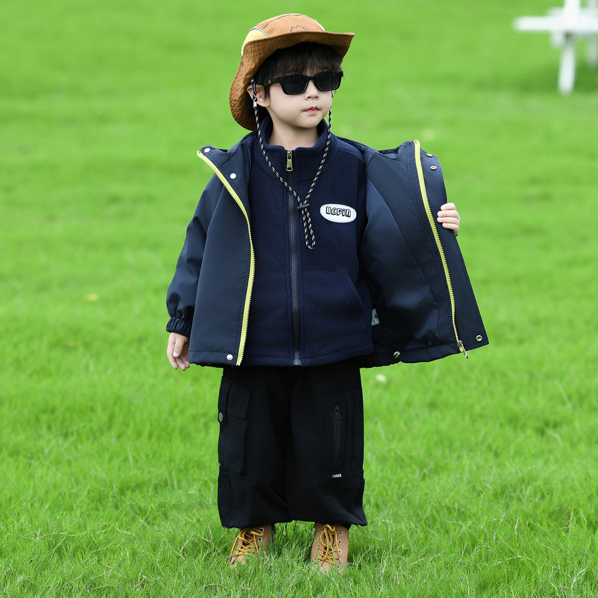 Boys 3-in-1 Outdoor Windbreaker Jacket Spring Autumn Casual