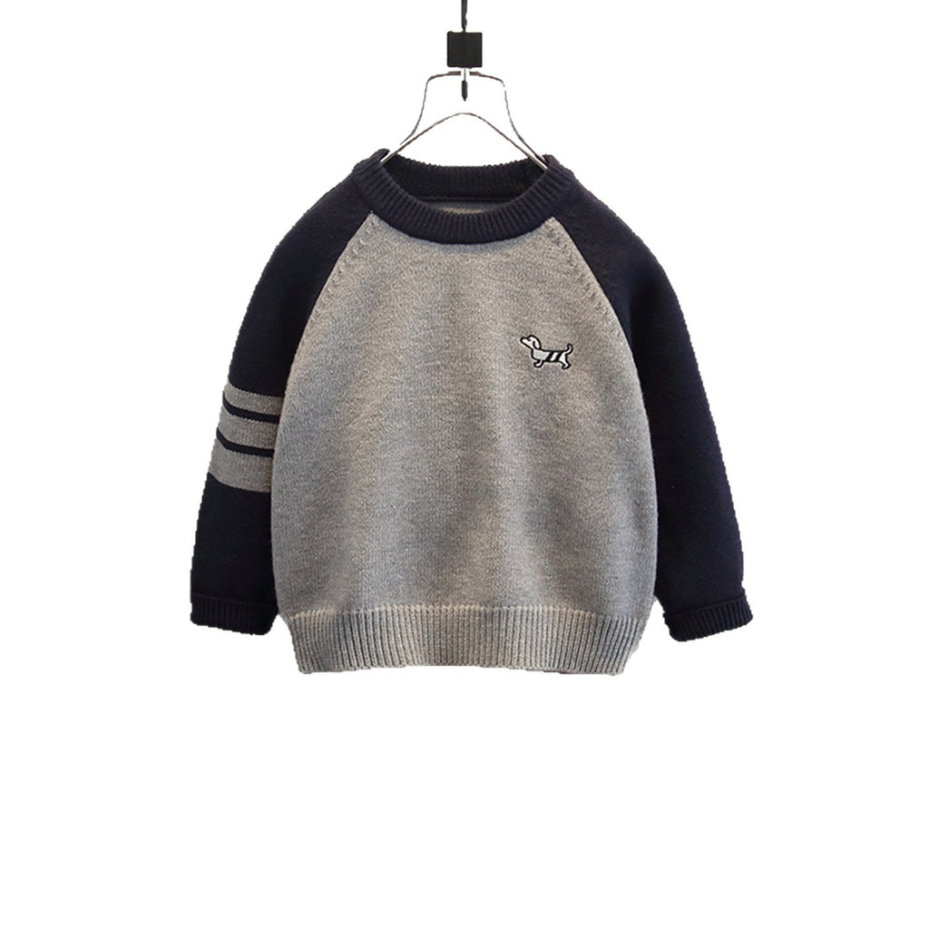 Stylish Raglan Sleeve Round Neck Boys' Knit Sweater