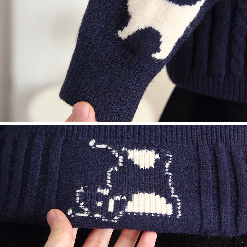Boys' Cartoon Half Zip Knit Sweater