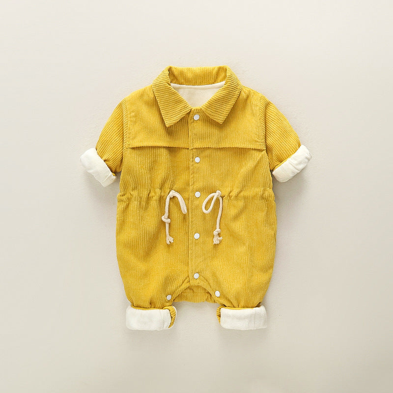 Fall Winter Thickened Corduroy Romper for Baby Boys 0-1 Years