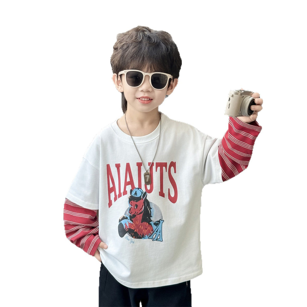 Stylish Layered Long Sleeve Crew Neck Boys' T-Shirt